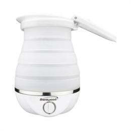 Brentwood KT-1508W Dual Voltage 120/220v 0.8L Collapsible Travel Kettle, White