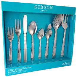 Gibson Home Astonshire 45 Piece Stainless Steel Tumble Finish Flatware Set