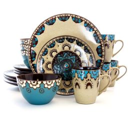 Elama Clay Heart 16 Piece Luxurious Stoneware Dinnerware with Complete Setting for 4, 16pc