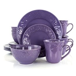 Elama Lilac Fields 16-Piece Dinnerware Set