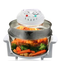 MegaChef Multipurpose Countertop 14.25 Inch Halogen Oven Air Fryer/Rotisserie/Roaster in White