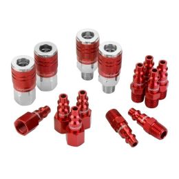 ColorConnex Coupler and Plug Kit Type D 1/4" NPT 1/4" Body Red 14-Piece