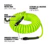 Flexzilla Polyurethane Recoil Hose 1/4in x 25ft w/ 1/4in MNPT Fittings