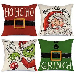 18x18 In Of For Christmas Decorations Green Buffalo Plaid Grinch Christmas Pillow Covers (Type: 1)