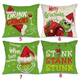 18x18 In Of For Christmas Decorations Green Buffalo Plaid Grinch Christmas Pillow Covers (Type: 5&6&7&8)