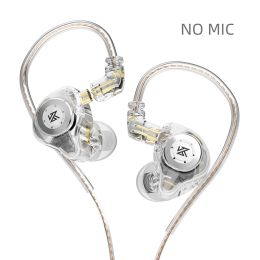 Earphones Bass Earbuds In Ear Monitor Headphones Sport Noise Cancelling HIFI Headset (Color: Transparent NO MIC)