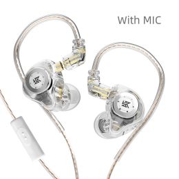 Earphones Bass Earbuds In Ear Monitor Headphones Sport Noise Cancelling HIFI Headset (Color: Transparent MIC)