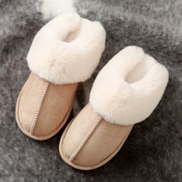 Soft Warm  cotton slippers for Women and men in autumn and winter; Anti-Skid Cozy Plush for Indoor Outdoor; man slippers (colour: Khaki)