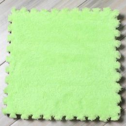 Baby Crawling Mat Puzzle Splicing Velvet Floor Pad Baby Playing Mat for Kid Living Room Bedroom Home Floor Mat 31cm*31cm (Color: Green)