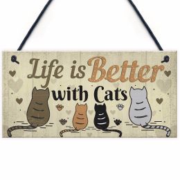 1Pcs Wooden Hanging Pendant Tags Cute Cat Pets Carved Door Tag Friendship Sign Cat Lovers (Color: 11)