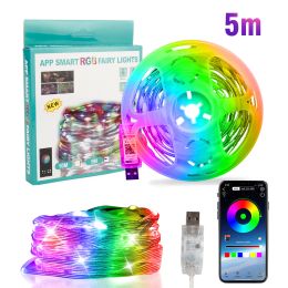 OKEEN 5m 10m LED Fairy String Light Strip Chirs Tree Decoration Light App Remote Control Atmosphere Lamps For Room Wedding Party (Emitting Color: APP 5m)