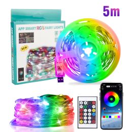 OKEEN 5m 10m LED Fairy String Light Strip Chirs Tree Decoration Light App Remote Control Atmosphere Lamps For Room Wedding Party (Emitting Color: Remote 5m)