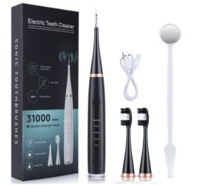 Ultrasonic Dental Scaler Teeth Whitening Electric Dental Calculus Remover Teeth Whitener Oral Care Ultrasonic Dental Cleaner (Color: Basic style black)