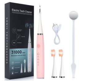 Ultrasonic Dental Scaler Teeth Whitening Electric Dental Calculus Remover Teeth Whitener Oral Care Ultrasonic Dental Cleaner (Color: Basic style pink)