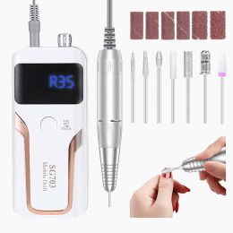 Electric Nail Drill Sander Nail Manicure Machine Mill For Manicure With Light Art Pen Tools For Gel Removing 48hShipping Fast (Color: White  US)