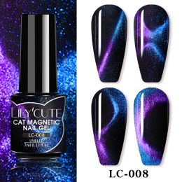 LILYCUTE 7ml 9D Cat Magnetic Gel Nail Polish Laser Magnet Semi Permanent Soak Off UV LED Manicure For Nail Art Gel Varnish (Color: LC-008)