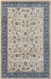 Stylish Classic Pattern Design Traditional Floral Filigree Bordered Area Rug (Color: Beige|Ivory|Blue)