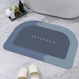 Super Absorbent Bath Mat Quick Drying Bathroom Rug Non-slip Entrance Doormat Nappa Skin Floor Mats Toilet Carpet Home Decor (Color: Semicircular Mat-006)