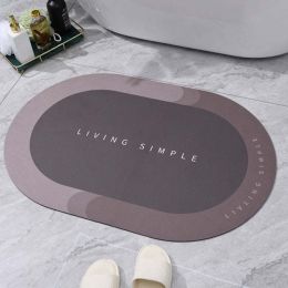 Super Absorbent Bath Mat Quick Drying Bathroom Rug Non-slip Entrance Doormat Nappa Skin Floor Mats Toilet Carpet Home Decor (Color: Oval Bath Mat-003)