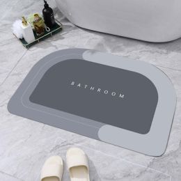 Super Absorbent Bath Mat Quick Drying Bathroom Rug Non-slip Entrance Doormat Nappa Skin Floor Mats Toilet Carpet Home Decor (Color: Semicircular Mat-005)