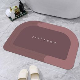 Super Absorbent Bath Mat Quick Drying Bathroom Rug Non-slip Entrance Doormat Nappa Skin Floor Mats Toilet Carpet Home Decor (Color: Semicircular Mat-008)