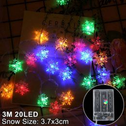 Snowflake Led Light Christmas Decorations For Home Hanging Garland (Color: light green)