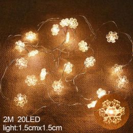 Snowflake Led Light Christmas Decorations For Home Hanging Garland (Color: Army Green)