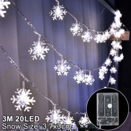 Snowflake Led Light Christmas Decorations For Home Hanging Garland (Color: Mint Green)