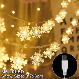 Snowflake Led Light Christmas Decorations For Home Hanging Garland (Color: Deep Sapphire)