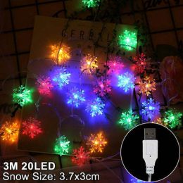 Snowflake Led Light Christmas Decorations For Home Hanging Garland (Color: Light Grey)