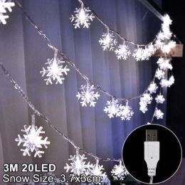 Snowflake Led Light Christmas Decorations For Home Hanging Garland (Color: Olive)