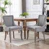 Furniture; Ultra Side Dining Chair;  Thickened fabric chairs with neutrally toned solid wood legs;  Bronze nail head;  Set of 2