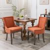 Furniture; Ultra Side Dining Chair;  Thickened fabric chairs with neutrally toned solid wood legs;  Bronze nail head;  Set of 2