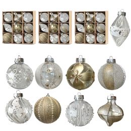 18/27/36 PCS 8cm/3.15in Gold Large Christmas Ornaments Set 2022 Clear Xmas Balls Decor Shatterproof Christmas Tree Decorations for Christmas Trees (Quantity: 27 CT)