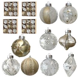 18/27/36 PCS 8cm/3.15in Gold Large Christmas Ornaments Set 2022 Clear Xmas Balls Decor Shatterproof Christmas Tree Decorations for Christmas Trees (Quantity: 36 CT)