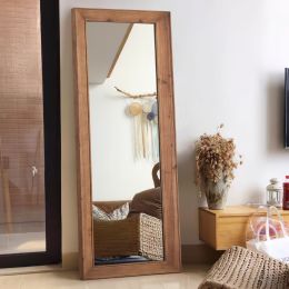 Distressed Wood Full Length Mirror (Color: Wood)