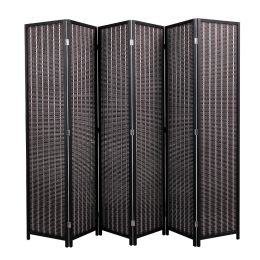 6-Panel Room Divider, 6 FT Tall Room Divider, Folding Privacy Screens, Freestanding Room Dividers (Color: Black)