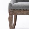 Furniture; Ultra Side Dining Chair;  Thickened fabric chairs with neutrally toned solid wood legs;  Bronze nail head;  Set of 2