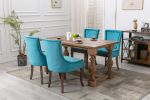 Furniture; Ultra Side Dining Chair;  Thickened fabric chairs with neutrally toned solid wood legs;  Bronze nail head;  Set of 2