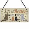 1Pcs Wooden Hanging Pendant Tags Cute Cat Pets Carved Door Tag Friendship Sign Cat Lovers