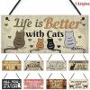 1Pcs Wooden Hanging Pendant Tags Cute Cat Pets Carved Door Tag Friendship Sign Cat Lovers