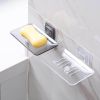 Soap Dishes Drain Holder Bathroom Organizer Wall Mounted Storage Rack Soap Box