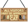 1Pcs Wooden Hanging Pendant Tags Cute Cat Pets Carved Door Tag Friendship Sign Cat Lovers