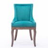 Furniture; Ultra Side Dining Chair;  Thickened fabric chairs with neutrally toned solid wood legs;  Bronze nail head;  Set of 2