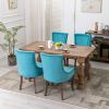 Furniture; Ultra Side Dining Chair;  Thickened fabric chairs with neutrally toned solid wood legs;  Bronze nail head;  Set of 2