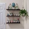 3 Tiers Rustic Wooden Wall Hanging Rope Shelf Mounted Floating Storage Unit Home