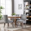 Furniture; Ultra Side Dining Chair;  Thickened fabric chairs with neutrally toned solid wood legs;  Bronze nail head;  Set of 2