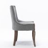 Furniture; Ultra Side Dining Chair;  Thickened fabric chairs with neutrally toned solid wood legs;  Bronze nail head;  Set of 2