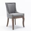 Furniture; Ultra Side Dining Chair;  Thickened fabric chairs with neutrally toned solid wood legs;  Bronze nail head;  Set of 2