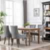 Furniture; Ultra Side Dining Chair;  Thickened fabric chairs with neutrally toned solid wood legs;  Bronze nail head;  Set of 2